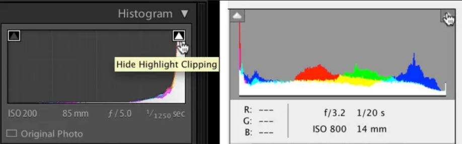 histogram photoshop setting 