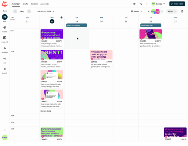 Hootsuite Planner calendar overview