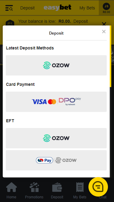 Select your preferred deposit option