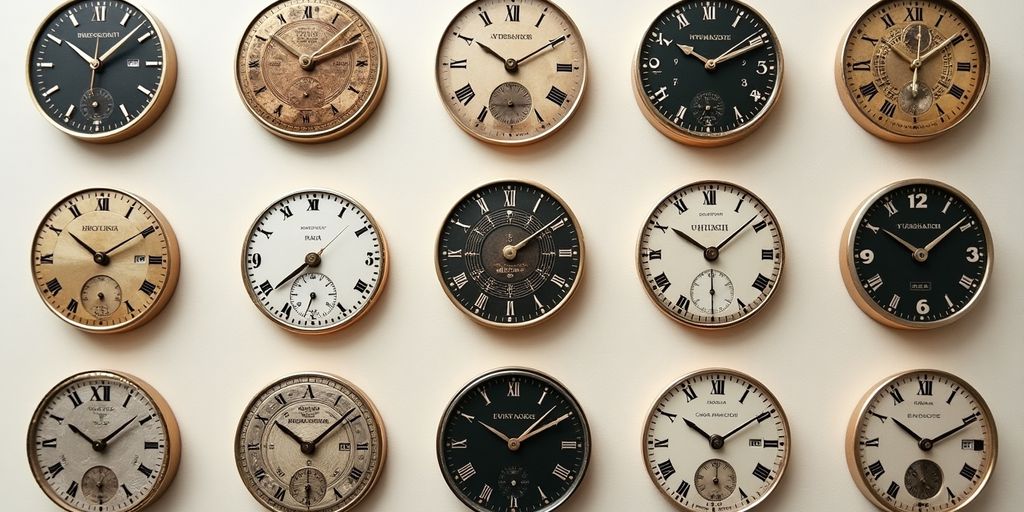 Collection of vintage and modern watch hands.