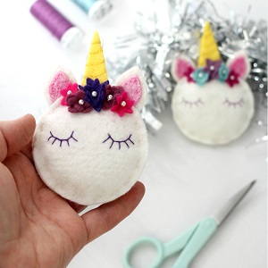 felt unicorn ornament sewing pattern