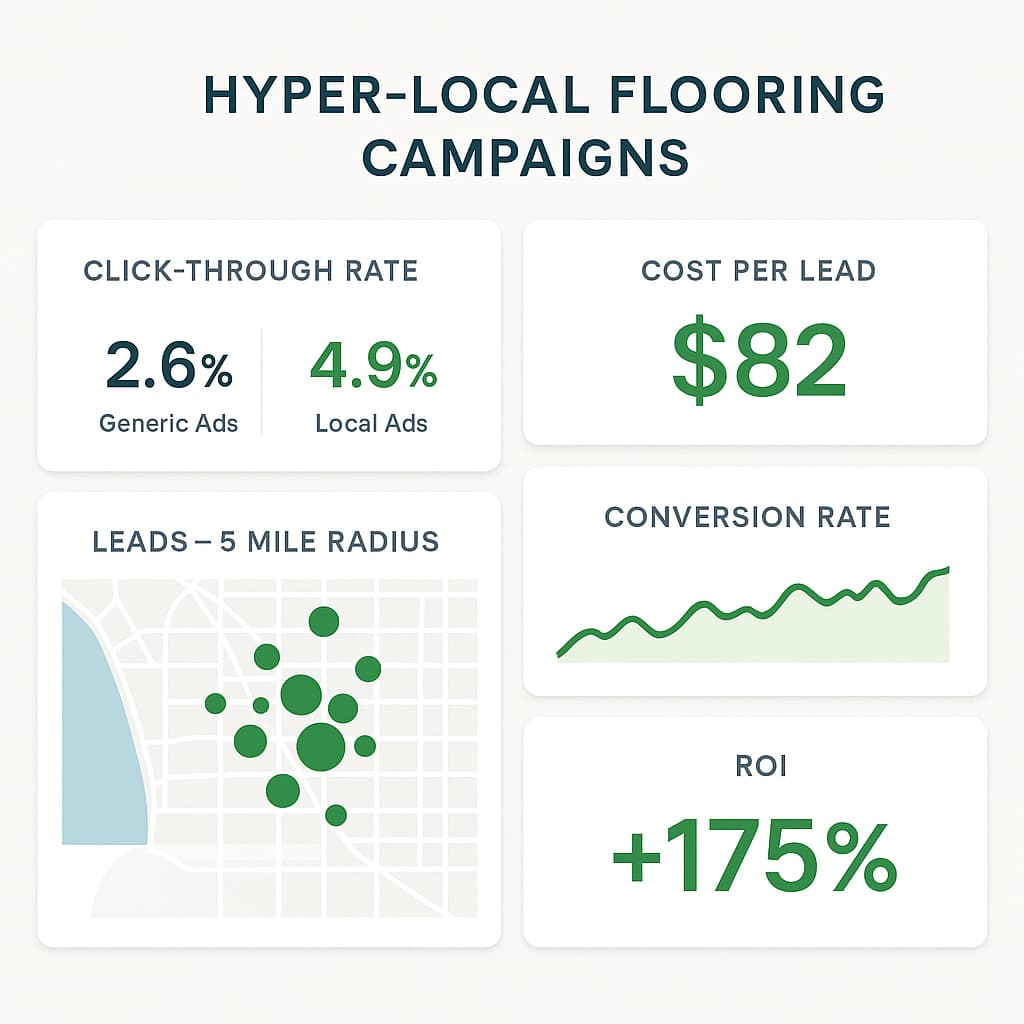 High quality flooring leads tracking dashboard showing pay per lead performance metrics and marketing strategies ROI for flooring contractors.