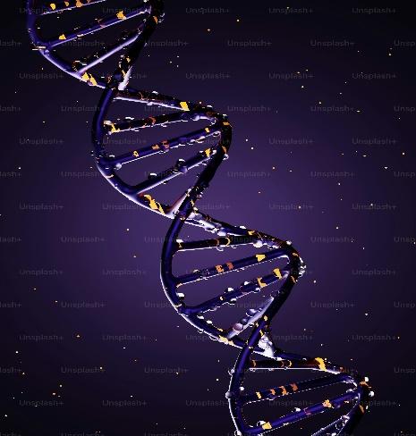 a digital image of a blue and yellow double - stranded structure