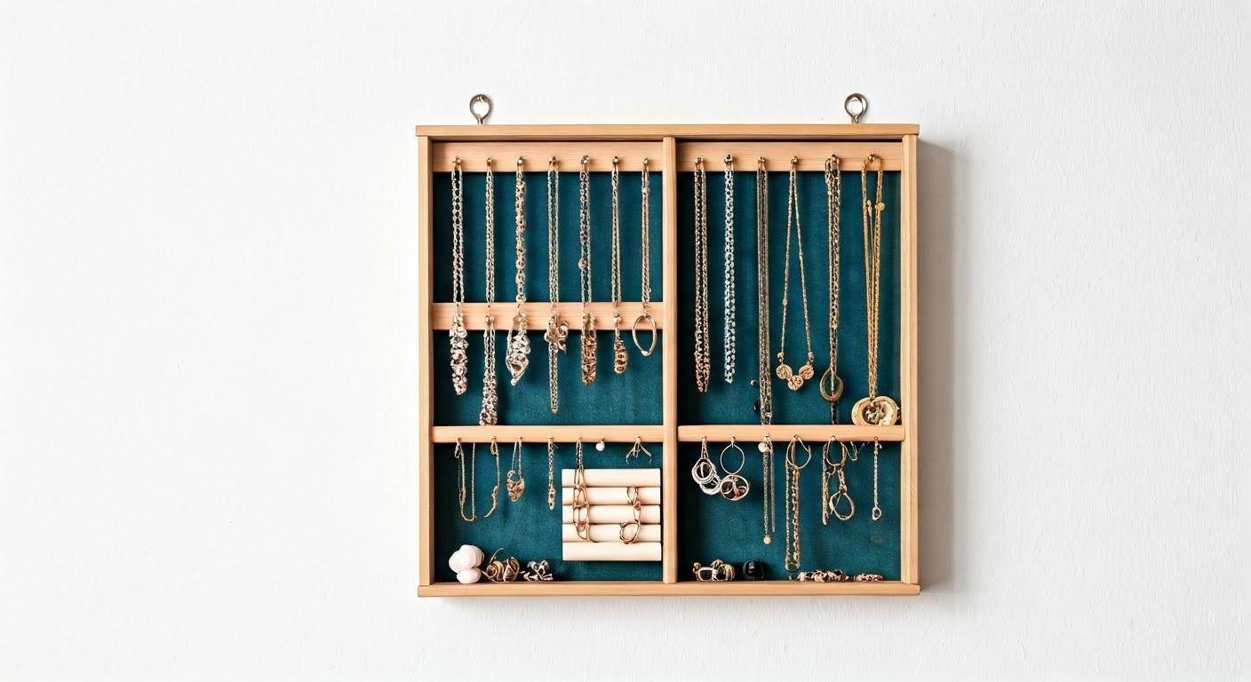 Stylish wall-mounted jewellery organiser