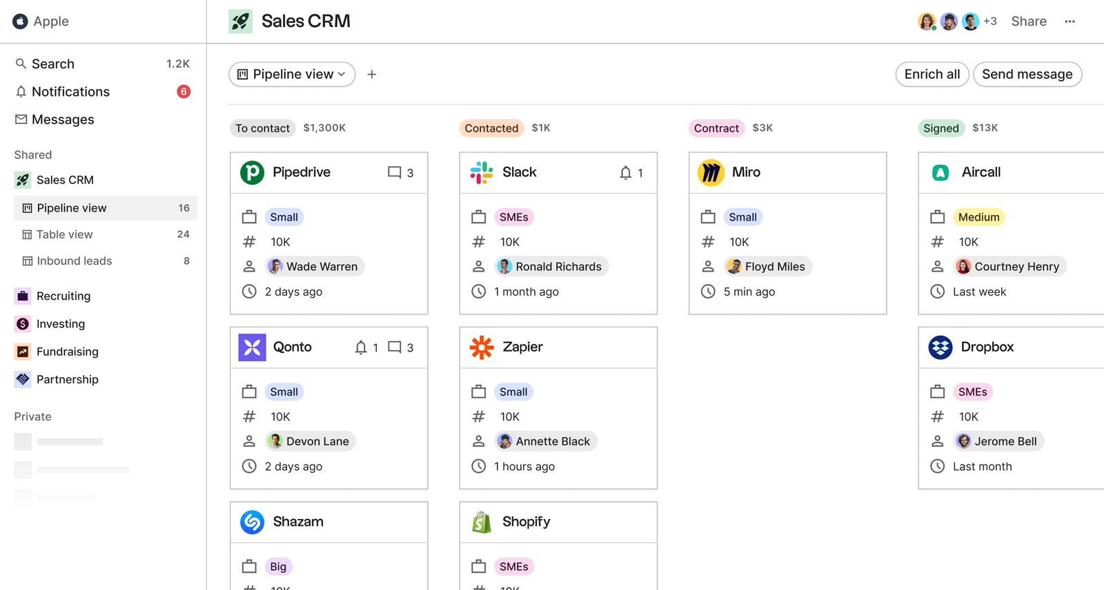 Sales automation in folk CRM