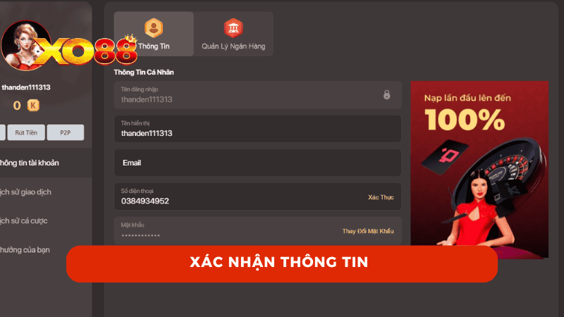 Xác nhận thông tin bạn đã điền là hoàn toàn chính xác