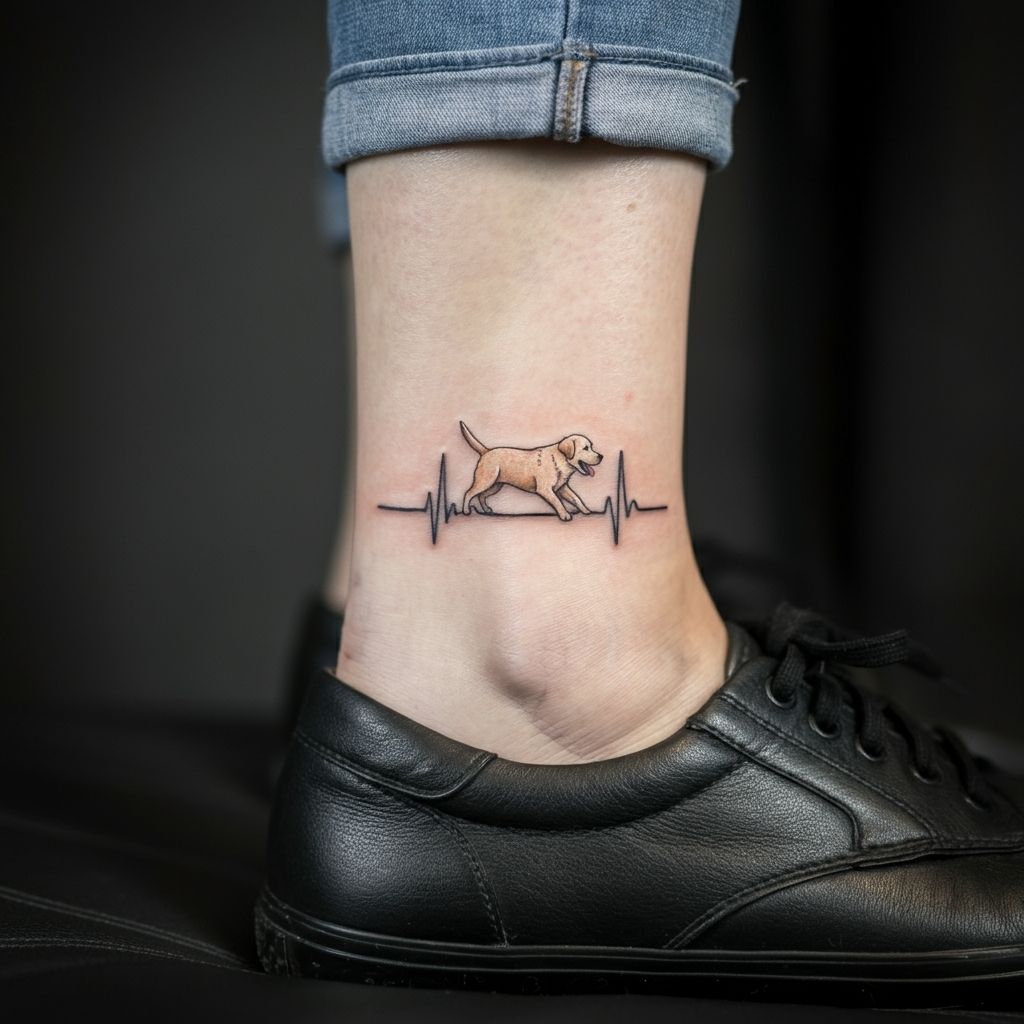 Labrador Inside a Heartbeat Line Tattoo
