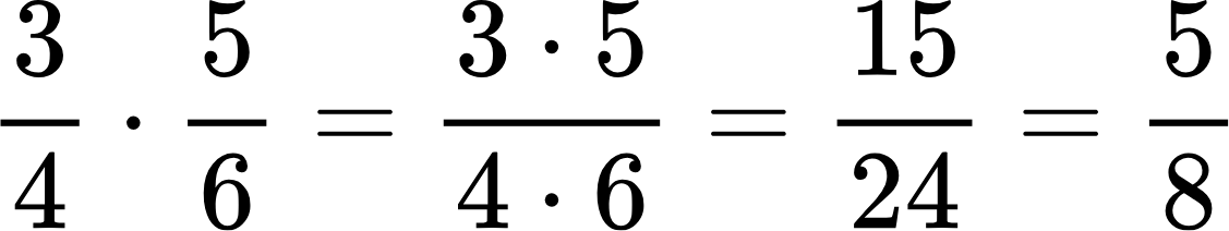 {"backgroundColorModified":false,"code":"$$\\frac{3}{4}·\\frac{5}{6}=\\frac{3·5}{4·6}=\\frac{15}{24}=\\frac{5}{8}$$","type":"$$","font":{"family":"Arial","size":11,"color":"#000000"},"aid":null,"backgroundColor":"#ffffff","id":"7","ts":1726435116457,"cs":"xgbwaCNWIyOWzTNwtwrKvQ==","size":{"width":186,"height":34}}