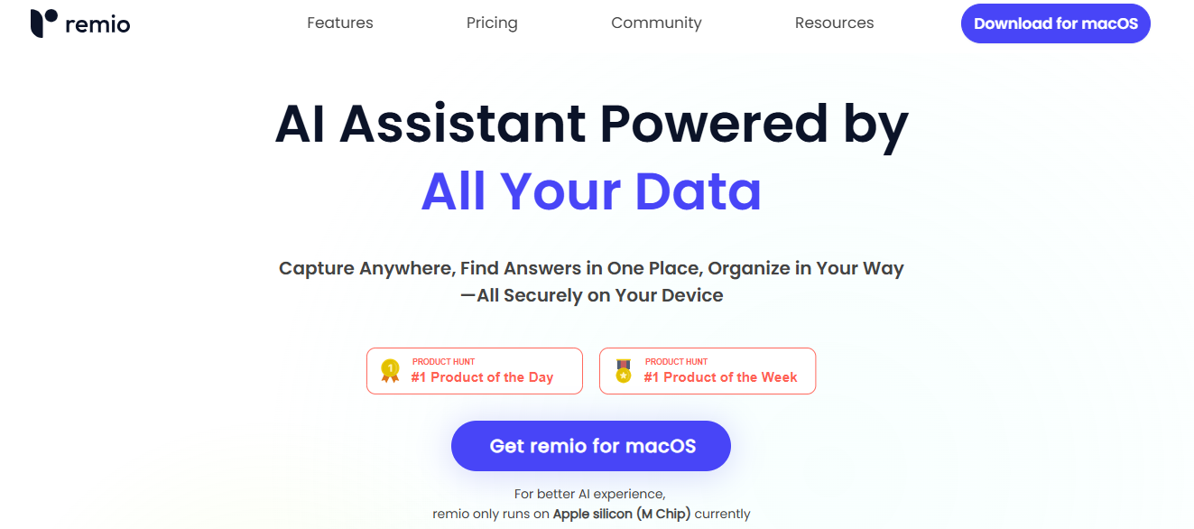 Remio AI Note Taker Homepage Screenshot