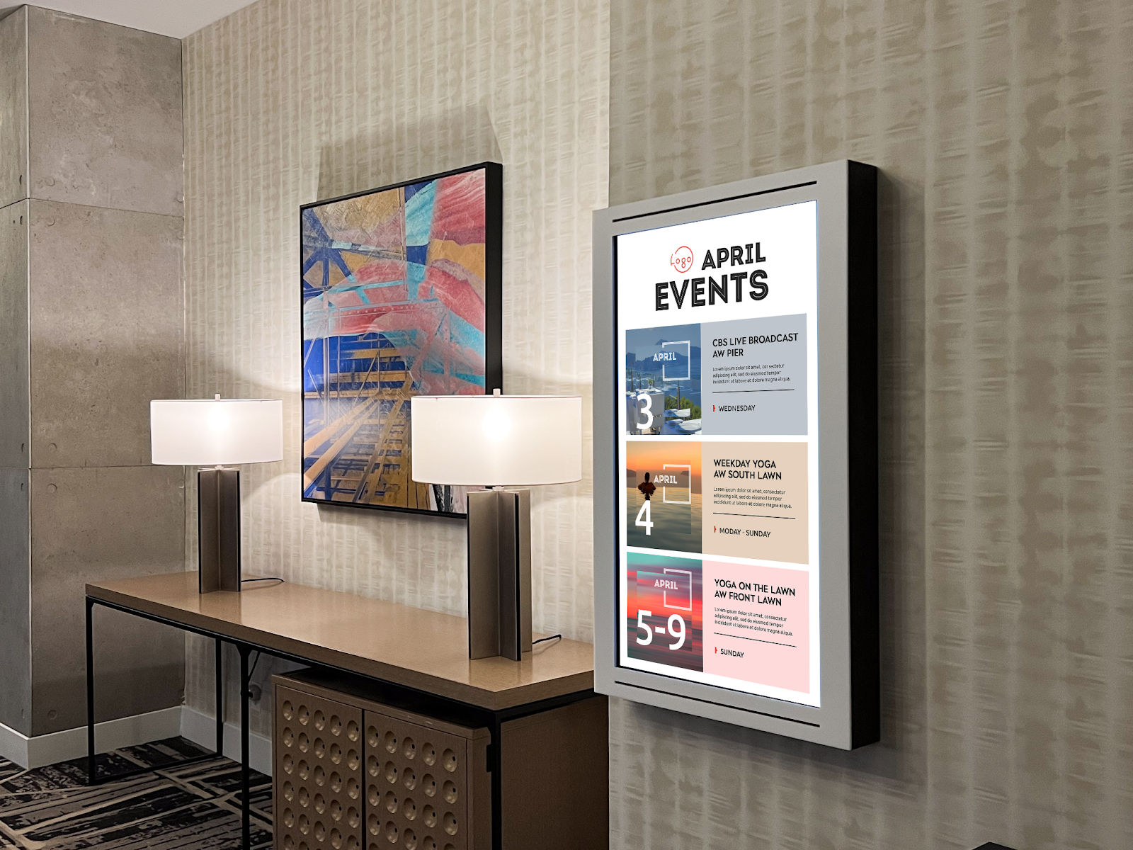 Digital bulletin board ideas for hotels, tourism, and hospitality companies.