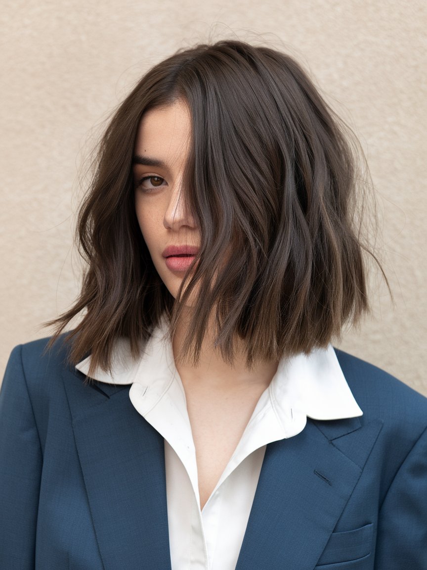 56. Long Bob with Loose Waves