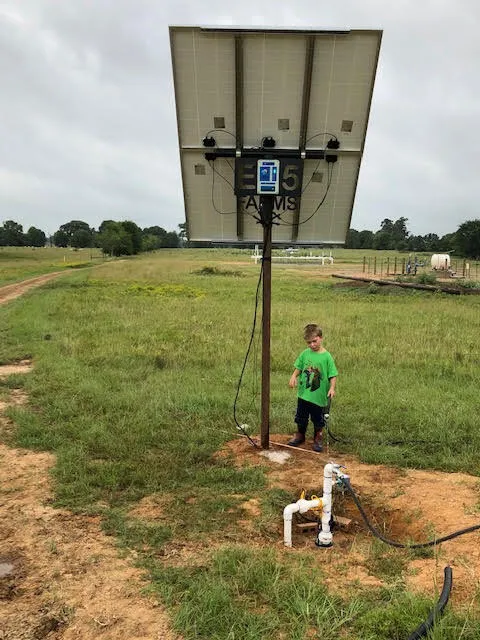 Livestock well run by solar panels on mount