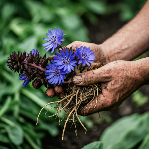 Harvesting Succory Flowers