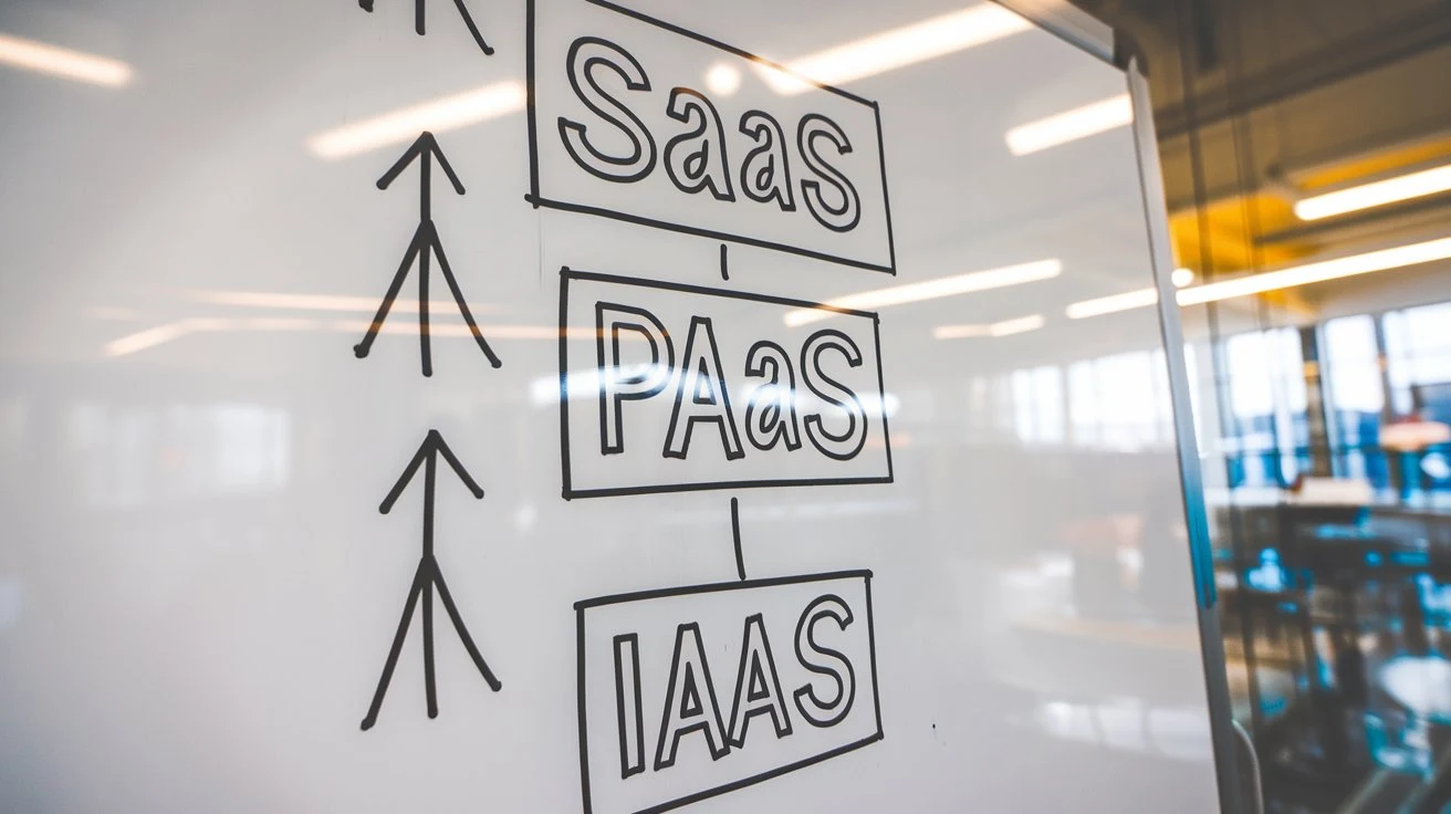 Comparison chart showing SaaS, PaaS, and IaaS with their unique features and benefits.