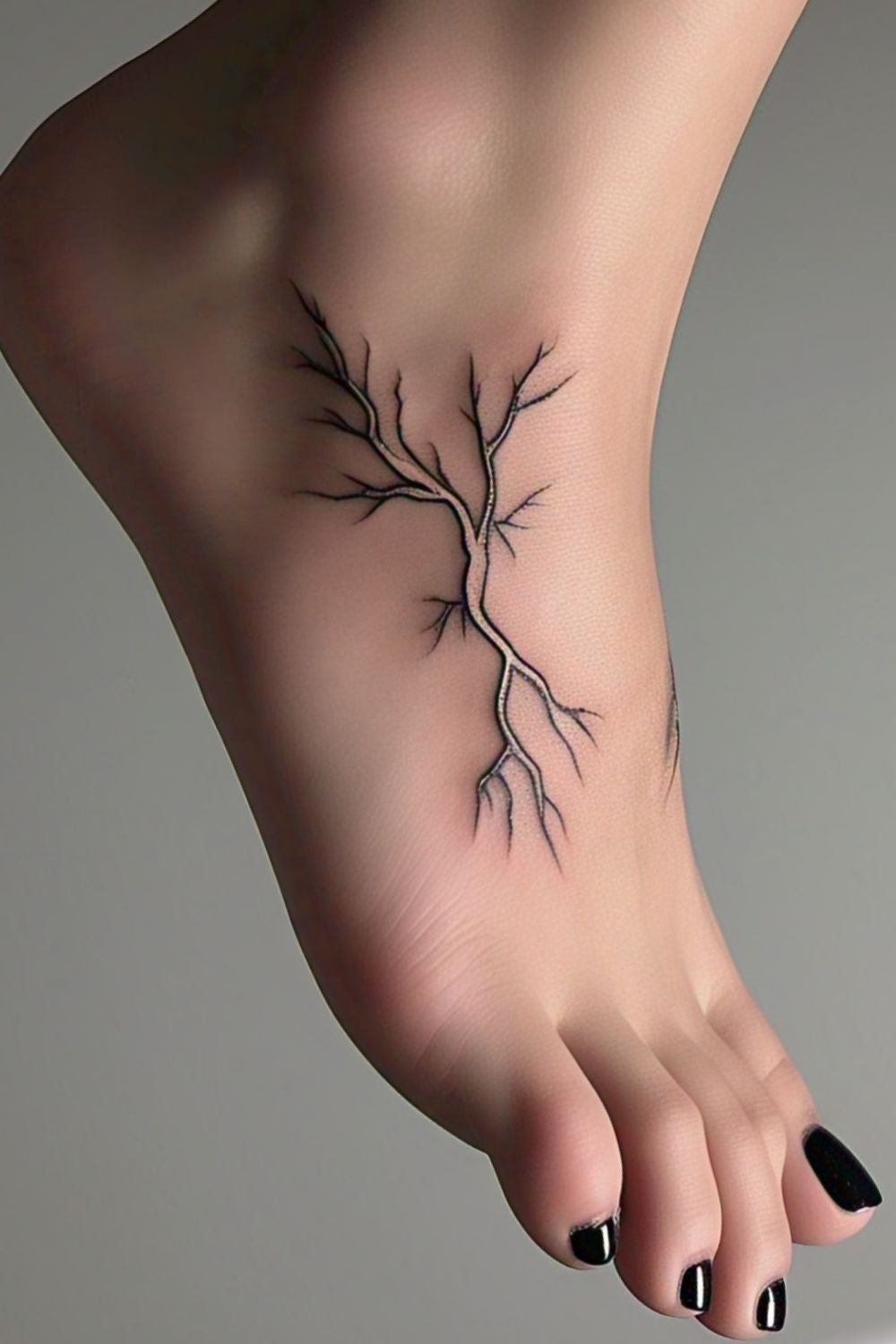 Small Lightning Foot Tattoo