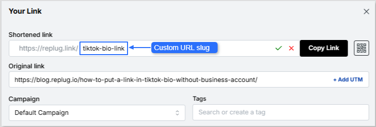 Custom URL slug