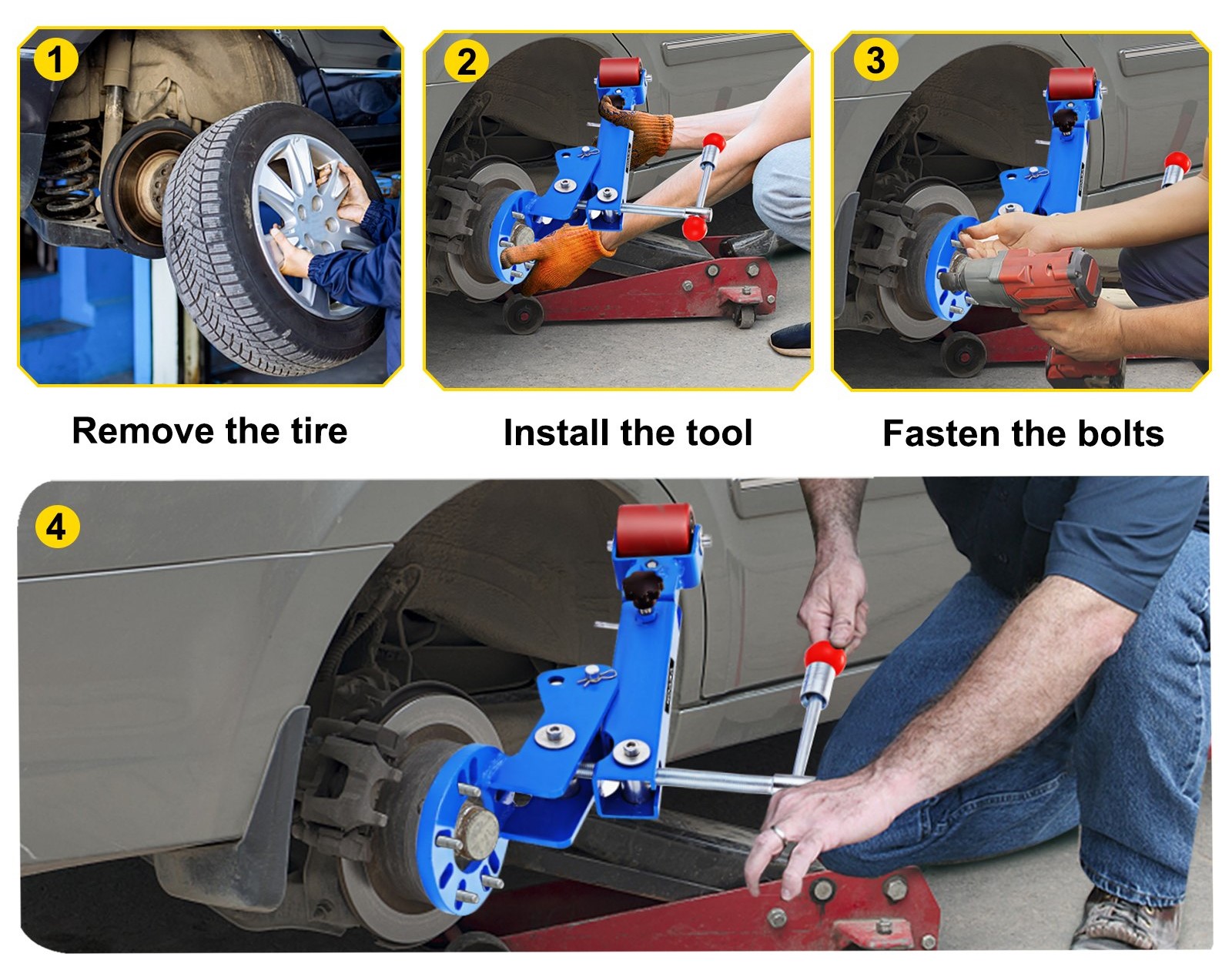 Image showing the step-by-step process of rolling fenders using a fender roller tool