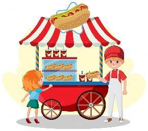 Premium Vector | Street food cart concept with hotdog cart