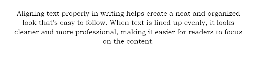 Centre-aligned text