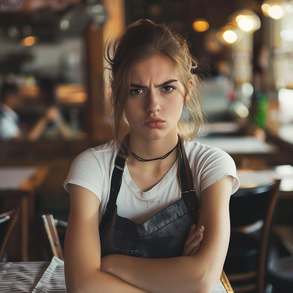 An annoyed waitress | Source: Midjourney