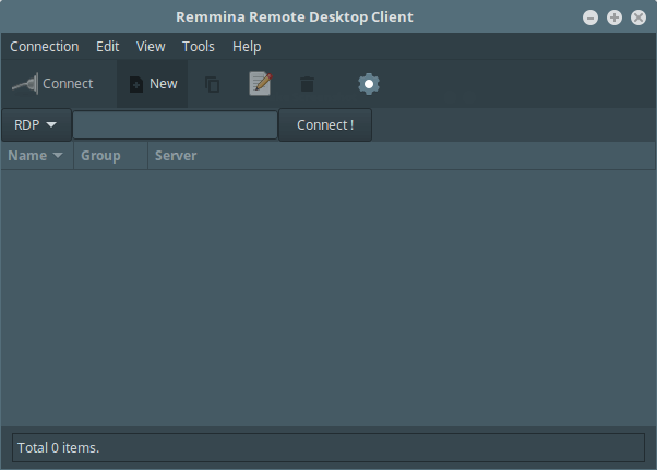 Screenshot of Remmina Remote Desktop Client