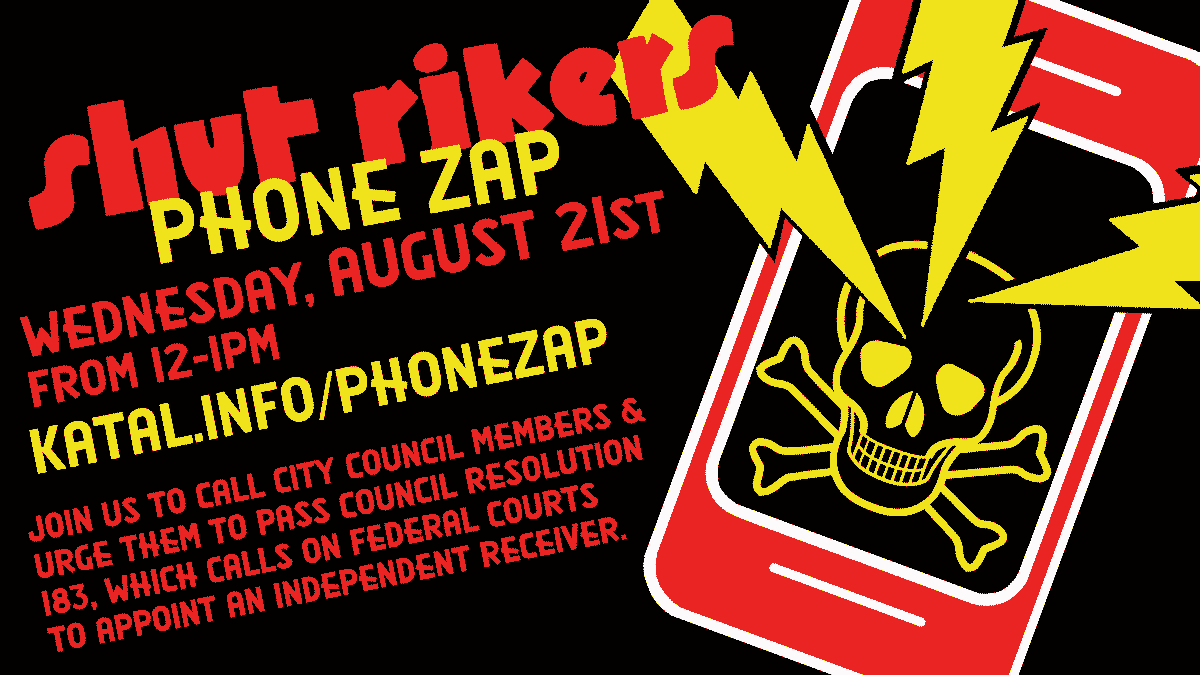 Flyer for Shut Rikers Phone Zap