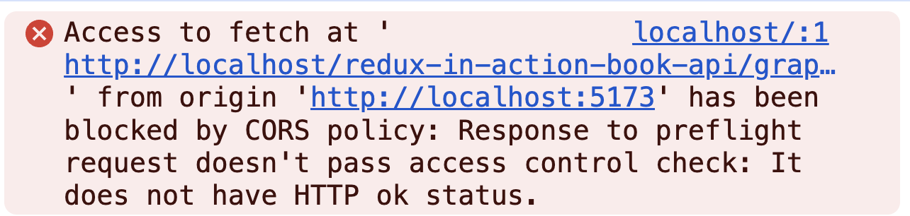 Error code showing CORS in the browser console