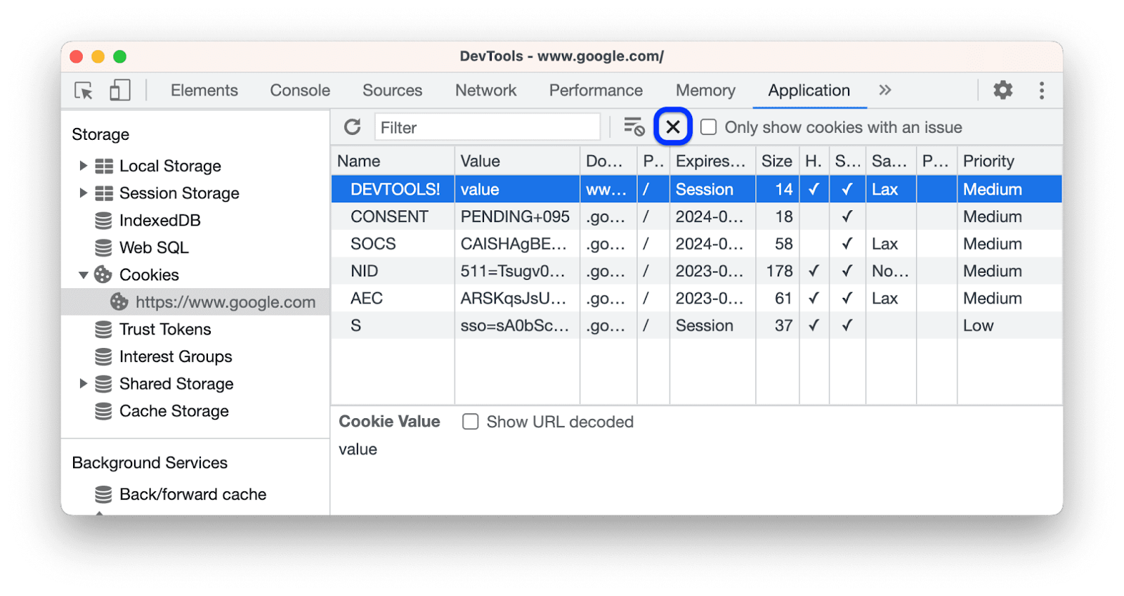 Using Chrome Developer Tools To see Cookies