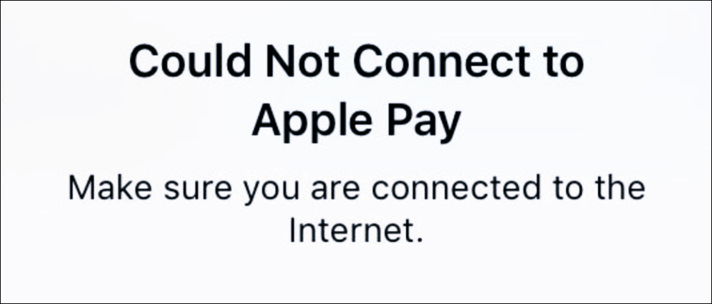 "Could not connect to Apple Pay" error message