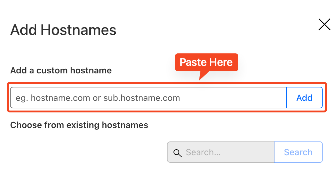Paste hostname in CloudFlare Turnstile widget
