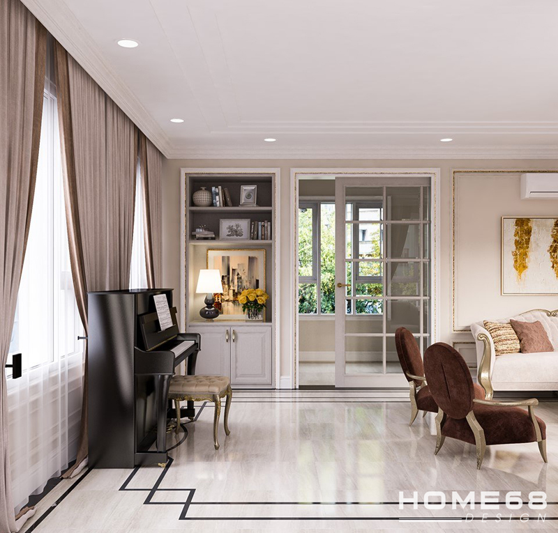 Thiết kế nội thất phòng khách tân cổ luxury xa hoa, lộng lẫy- HOME68