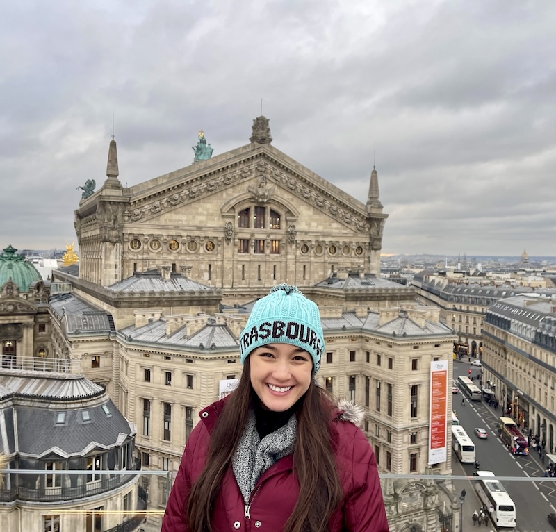 On the rooftop at the Galleries Layette in Paris. 