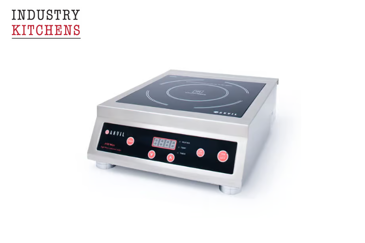 Commercial electric induction cooker by Anvil, designed for industry kitchens, promoting energy efficiency and precision cooking.