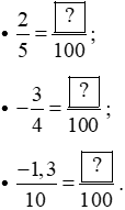 BÀI 4: TỈ SỐ VÀ TỈ SỐ PHẦN TRĂM1. Tỉ số của hai đại lượngBài 1: a) Mai và Lan thi nhau giải cùng một bài toán. Mai làm xong trong 45 phút, Lan làm xong trong 30 phút. Hỏi thời gian Mai làm lâu gấp bao nhiêu lần thời gian Lan làm?b) Trí và Dũng mỗi em câu được một con cá lóc. Con cá của Trí cân nặng 900g, con cá của Dũng nặng 1,3 kg. Hỏi con cá của Dũng nặng gấp bao nhiêu lần con cá của Trí?Giải nhanh:Bài 2: Tính tỉ số của hai đại lượng được cho trong các trường hợp sau:Giải nhanh:Bài 3: Mẹ của bạn Lan hướng dẫn Lan đong nước và gạo nấu cơm như sau: Đong 2 bát gạo và 2 bát rưỡi nước. Em hãy tính tỉ số giữa thể tích nước và gạo trong cách nấu cơm này.Giải nhanh:2. Tỉ số phần trăm của hai đại lượngBài 1: a) Tính tỉ số thích hợp thay vào “?” để có các cặp tỉ số sau bằng nhau.b) Cơ thể người có khoảng 70100 là nước. Hùng cân nặng 40 kg, em hãy cho biết khối lượng nước có trong cơ thể Hùng.Giải nhanh:Bài 2: Tính tỉ số phần trăm của hai số cho trong mỗi trường hợp sau:Giải nhanh:a)  75 %b) -1,33%c)  50 %Bài 3: Một cửa hàng có doanh thu tháng Tư là 400 triệu đồng, doanh thu tháng Năm là 500 triệu đồng. Tính tỉ số phần trăm của doanh thu tháng Năm so với tháng Tư.Giải nhanh:80%3. Bài tập