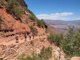 Group backpacking Bright Angel Trail, Grand Canyon Arizona