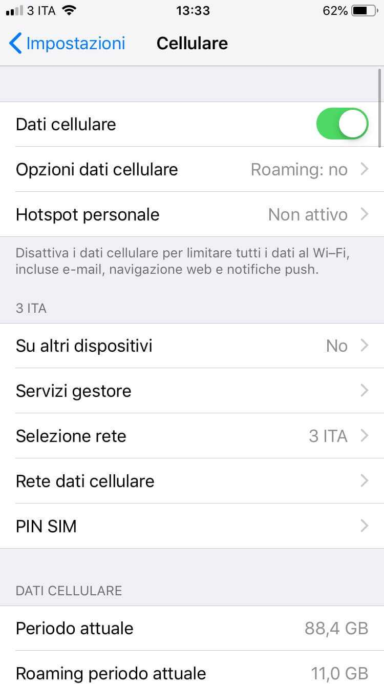 Attivare il roaming con TIM su iPhone
