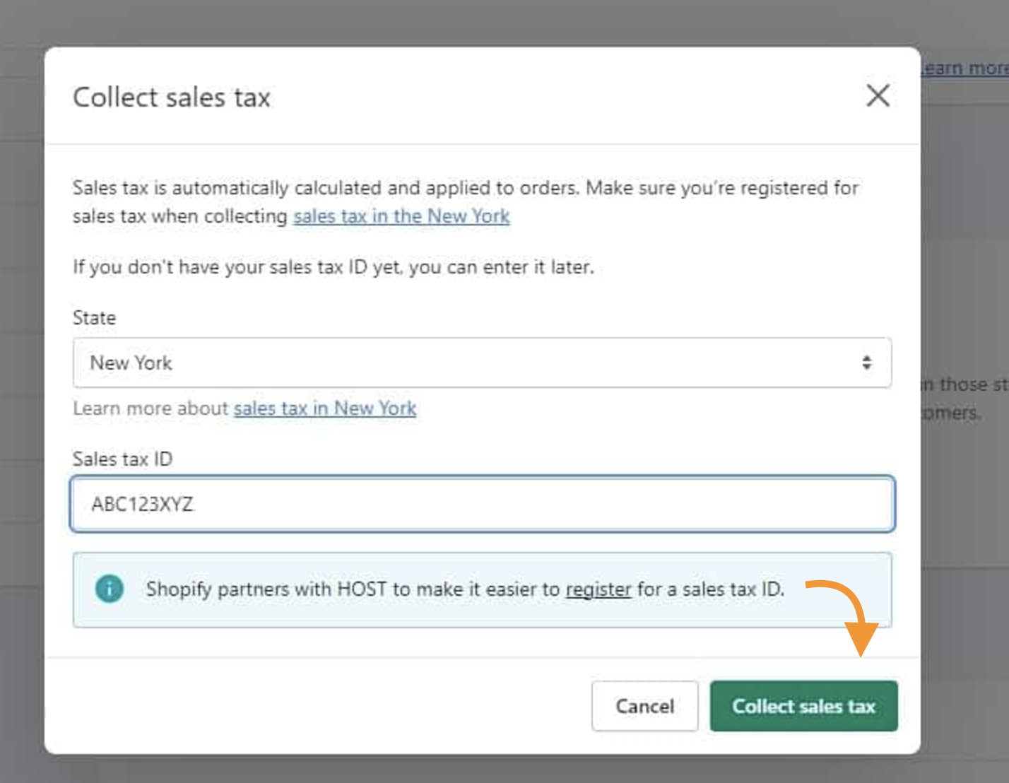 Add Sales tax ID into the Shopify dashboard