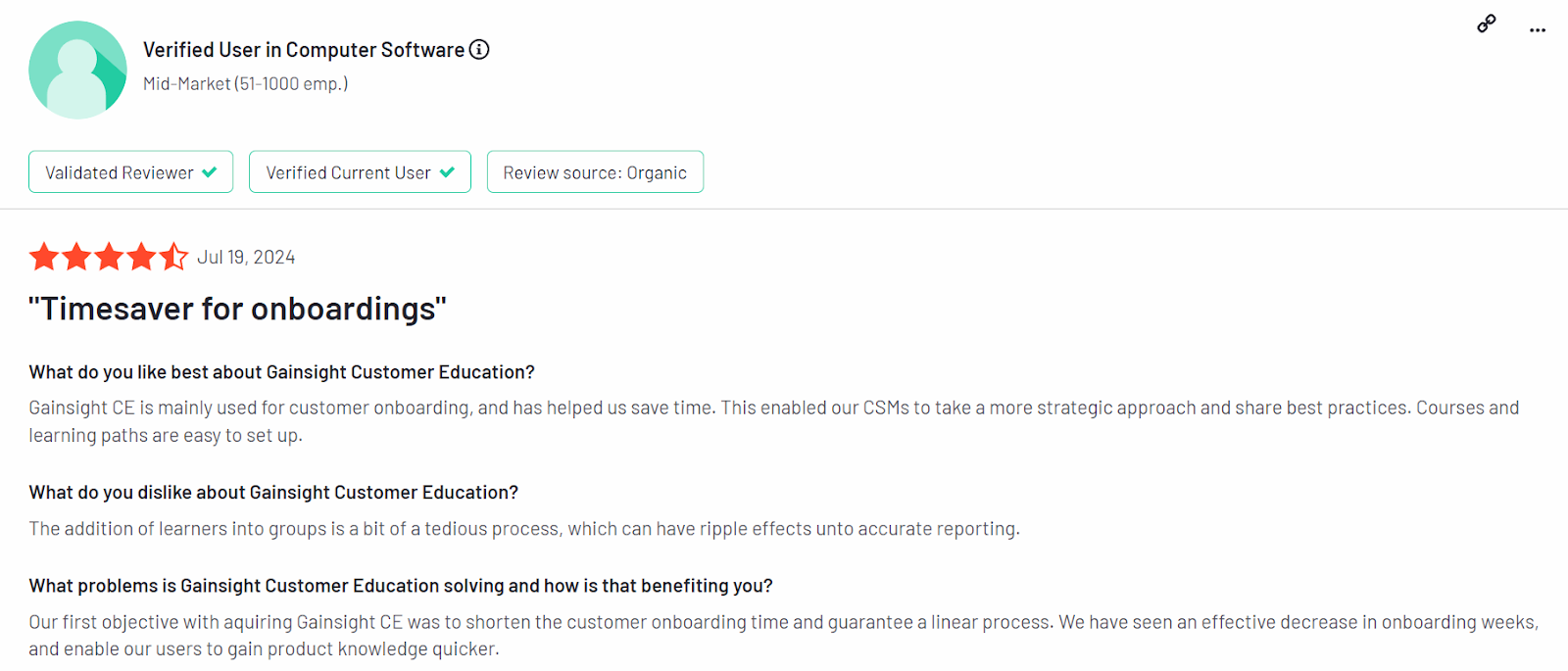 Gainsight Customer Education G2 Review