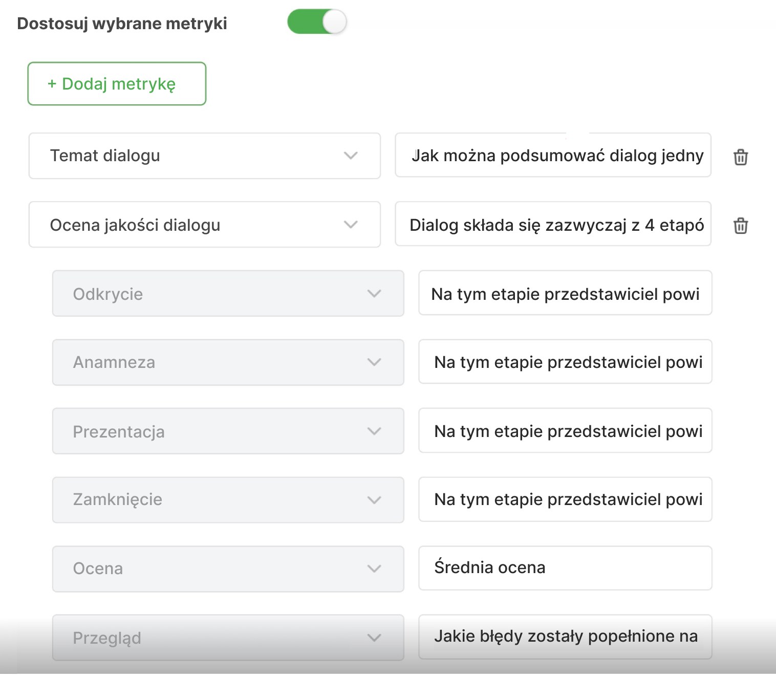 AI, analiza języka Ringostat AI, dostosowywanie wybranych wskaźników 