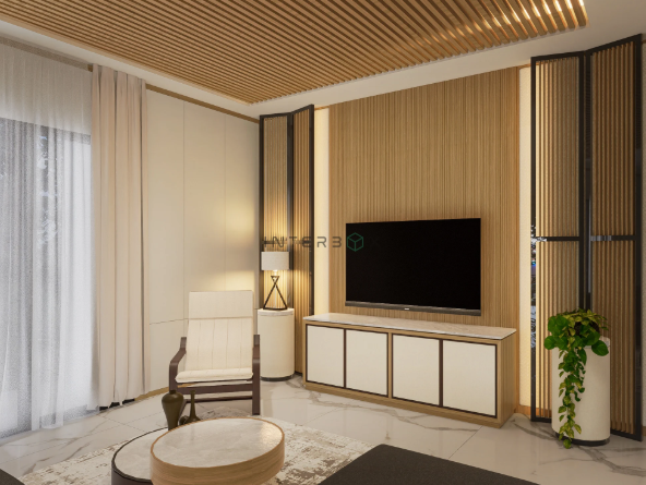 Jasa Desain Interior Living Room Gaya Japandi
