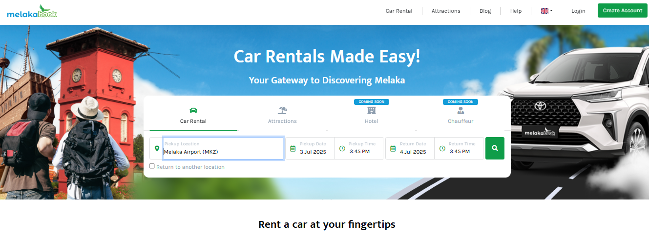 rental car service melaka