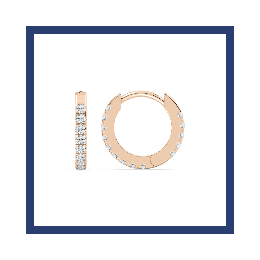 Women's Round Diamond Hoop Earrings in Yellow Gold.