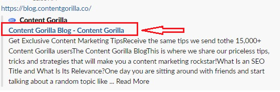 Content Gorilla's SEO Title Tag - Link Preview