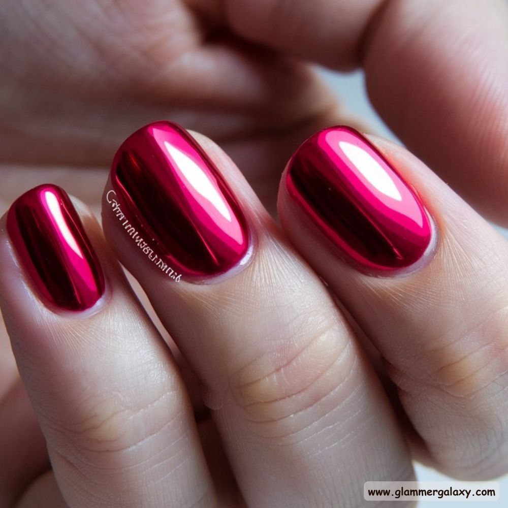 November Nails having Vibrant Cherry Chrome
