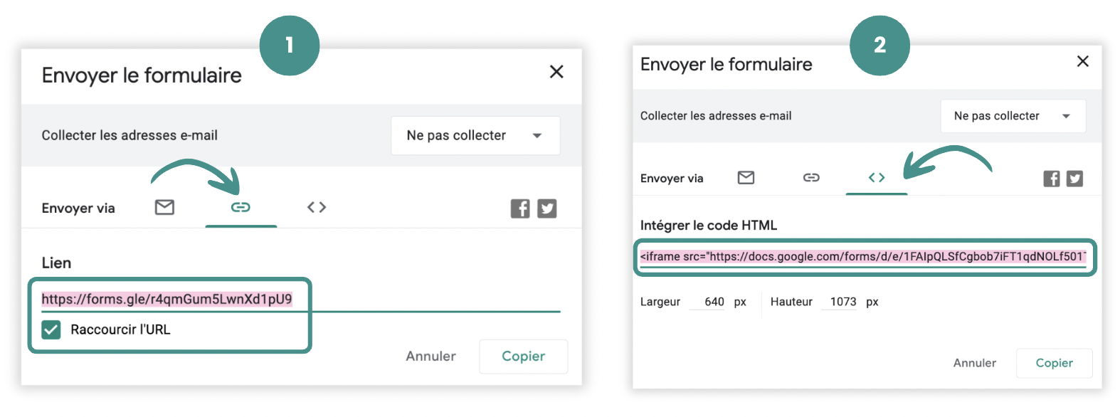 Procédure pour partager le quiz créer avec google forms aux élèves