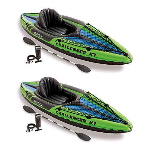 Intex Challenger K1 1 Person Durable Vinyl Streamline Sporty Kayak ...