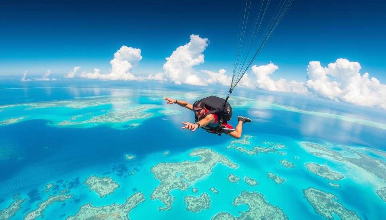 skydiving over the Great Barrier Reef