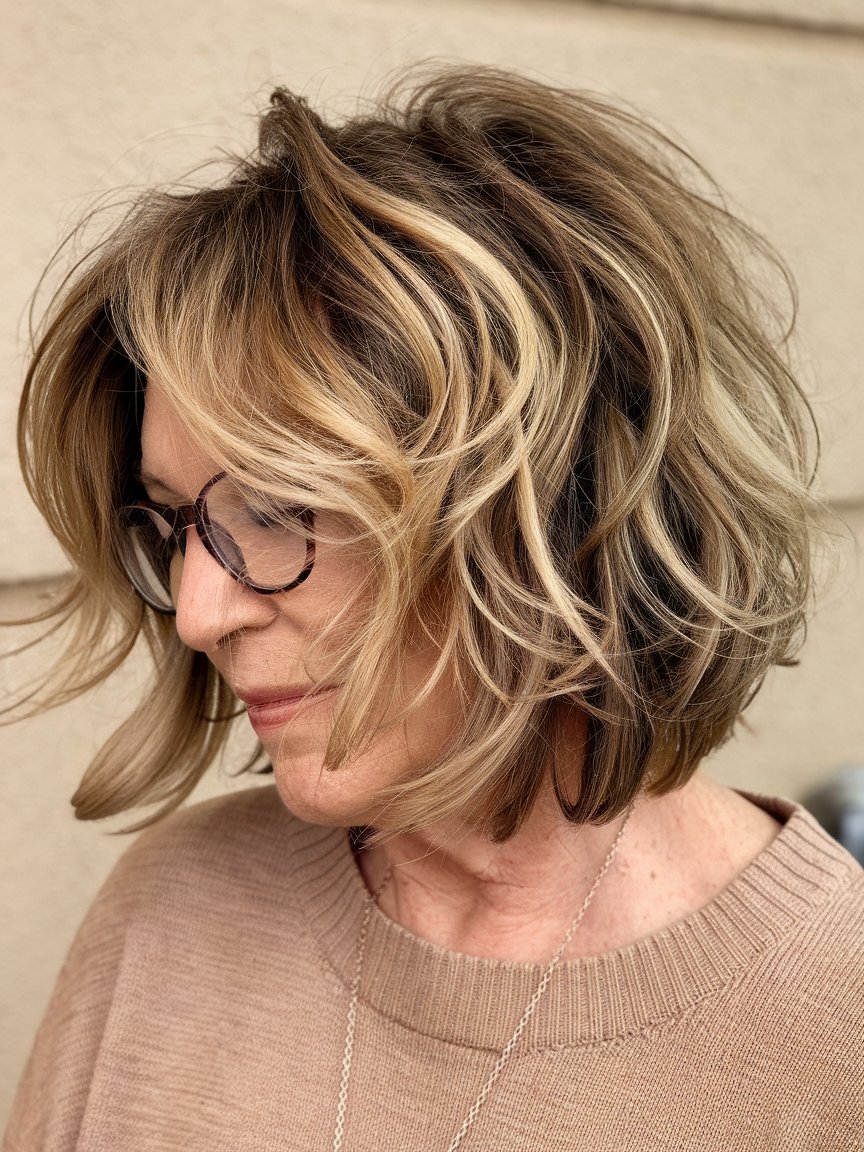 29. Tousled Wavy Layered Bob