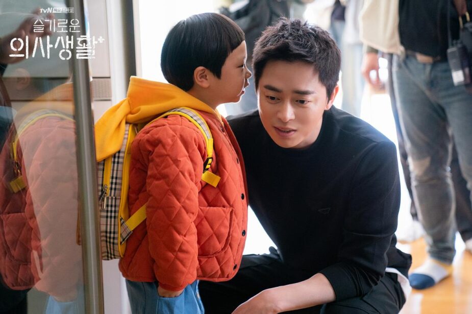 Actor Kim Jun (left) with Jo Jung Suk (right) on “Hospital Playlist.” | @hospitalplaylist_official/Instagram