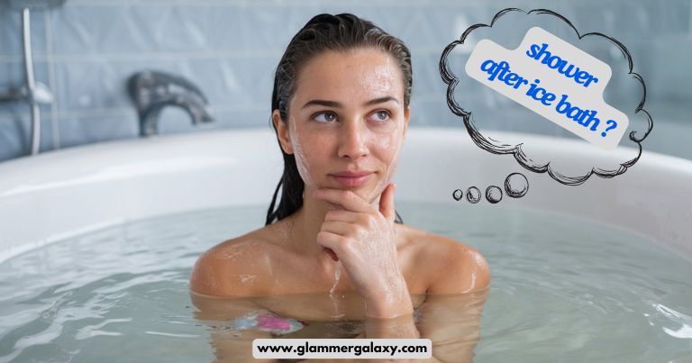 A woman relaxes in a bathtub, contemplating her thoughts as a thought bubble hovers above her head.